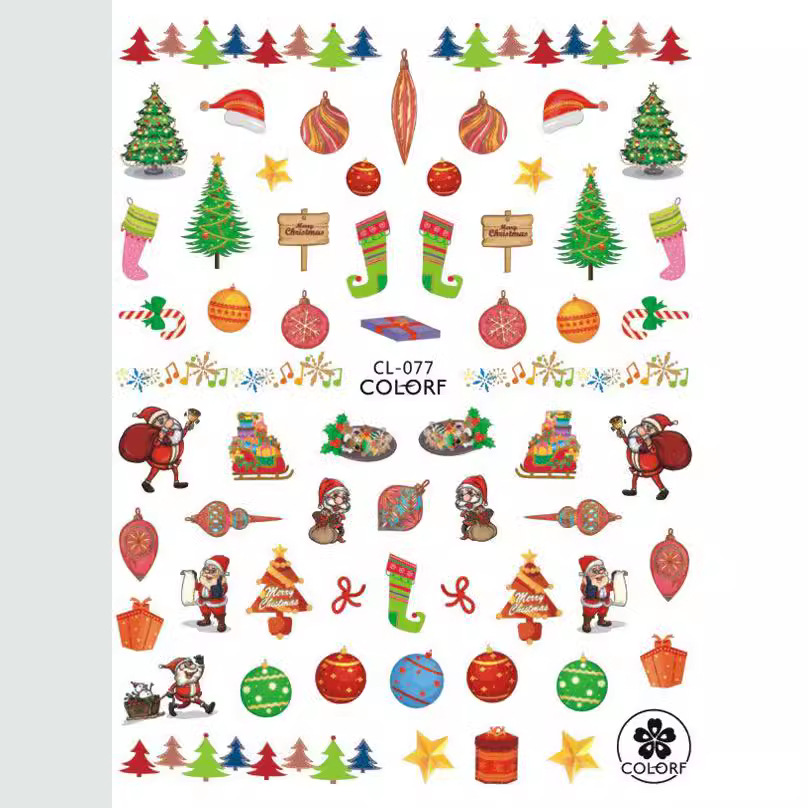 Cross-Border Export Popular Cl Simulated Gold Foil Nail Art Stickers Christmas Decoration Snowman Snowflake Nail Art Stickers Laser Wholesale