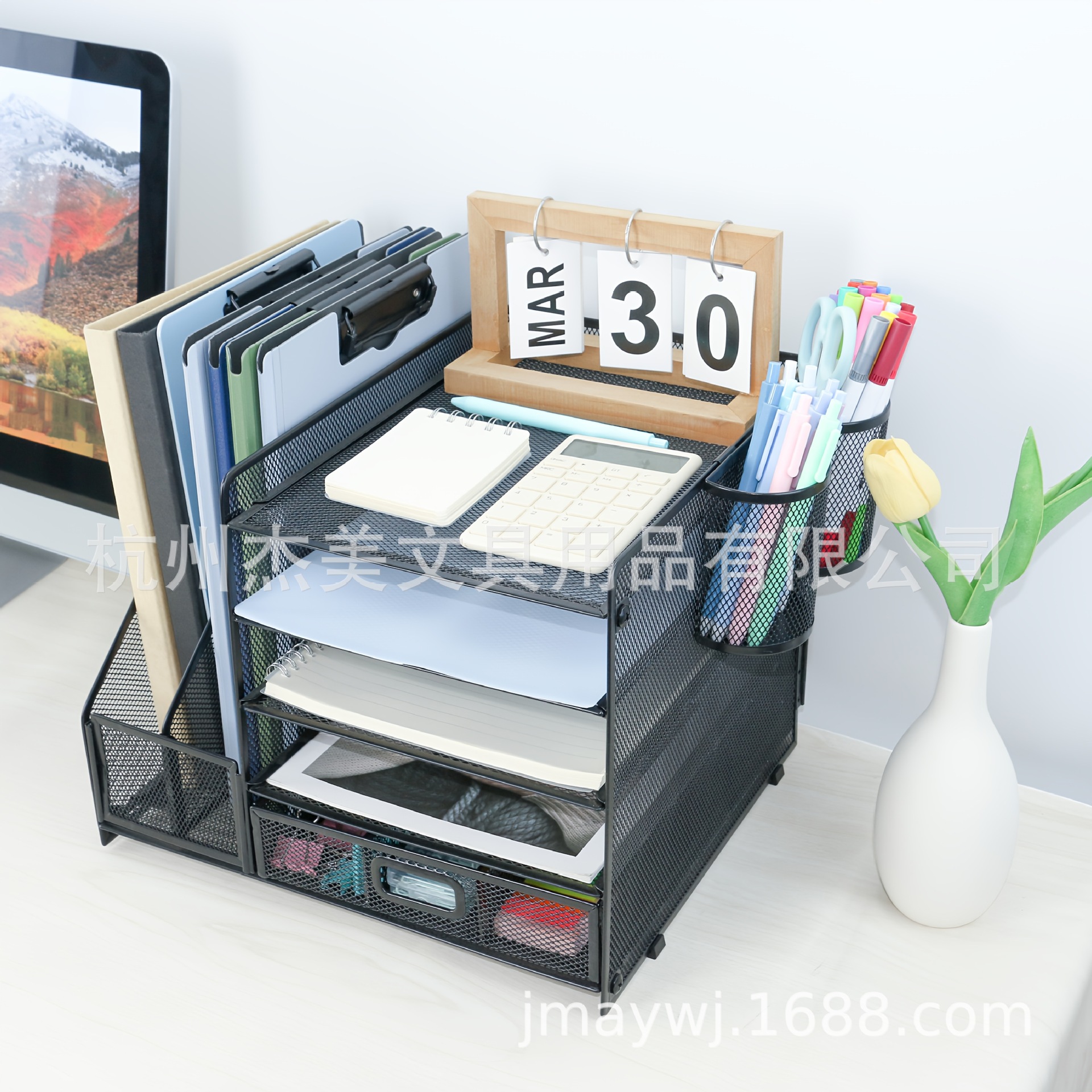 Metal iron net desktop office storage file rack data rack