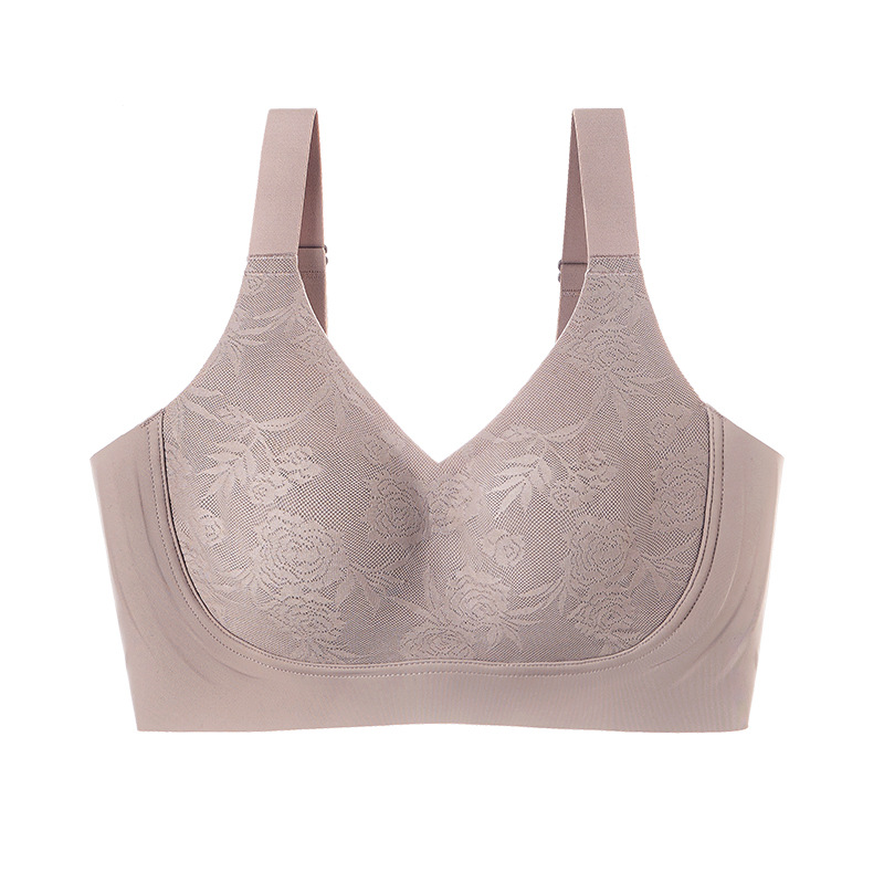 2025 Seamless Underwear Women's Small Breasts Look Bigger Push-Up Breast Reduction Anti-Sagging Anti-Expansion Adjustable Thin Cup Plaid Bra