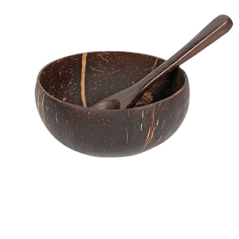 Coconut shell bowl natural old coconut shell tableware rice bowl wooden nut fruit salad storage bowl decorations lettering