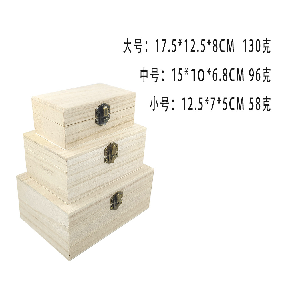 Spot Wooden Box Paulownia Box DIY Rectangular Wooden Box Home Paulownia Original Color Painted Wooden Box Can Be Printed with Logo