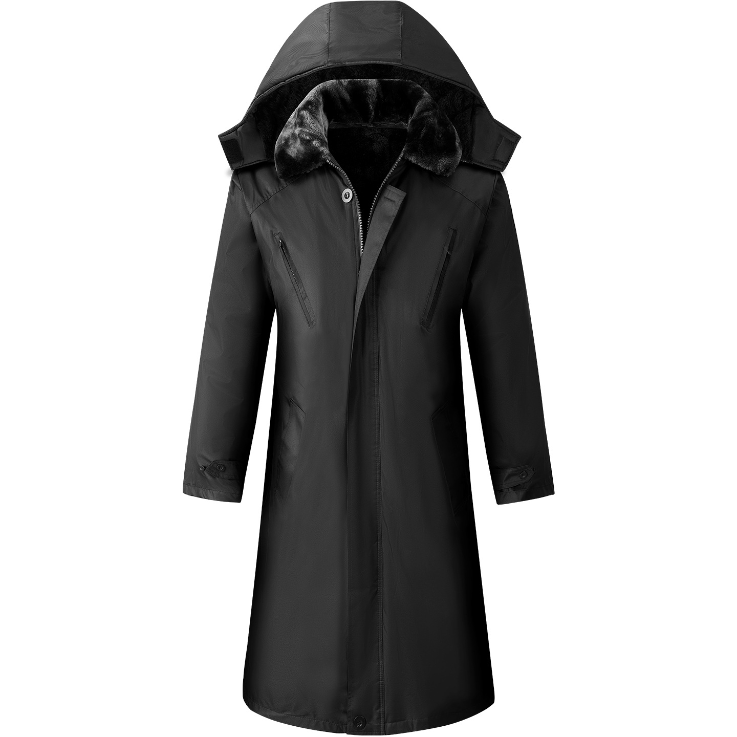 Winter Thickened Long Military Coat, Labor Protection Cotton-Padded Jacket, Warm Cotton Clothing, Cold-Resistant and Windproof Cold Storage Warm Work Clothes Cotton Coat