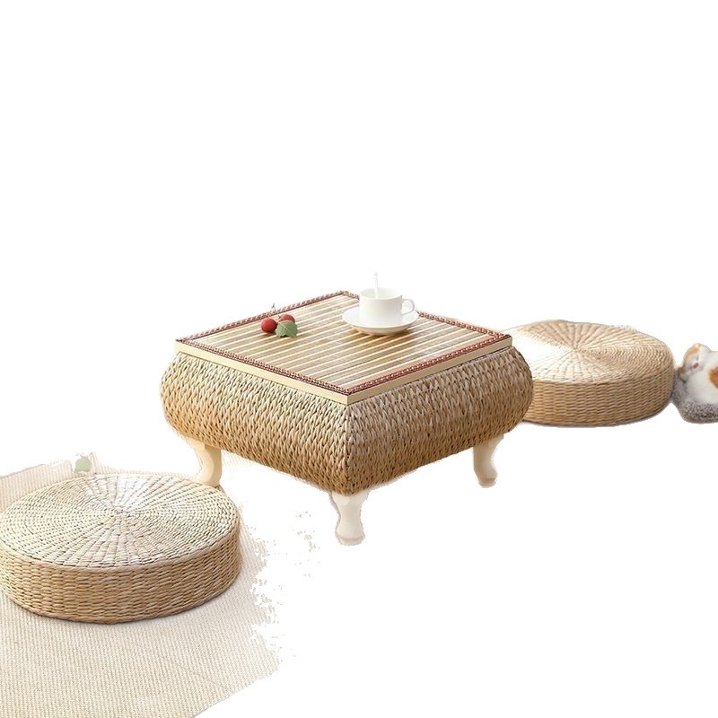 Solid Wood Rattan Japanese-Style Storage Tatami Coffee Table Bay Window Small Table Balcony Window Sill Tatami Platform Low Kang Table