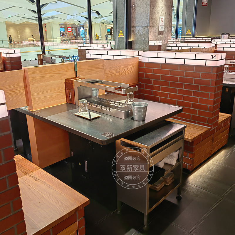 A Long Time Ago Smokeless Stainless Steel Skewers Table Automatic Flipping Integrated Carbon Grilled Smoke Exhaust Barbecue Shop Table Commercial