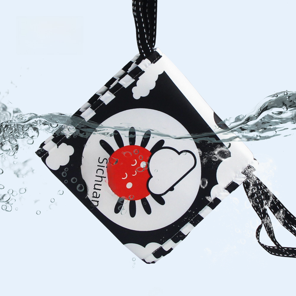 Cross-border export puzzle infant black and white color bed circumference ha ha mirror cloth book bed circumference early education toys