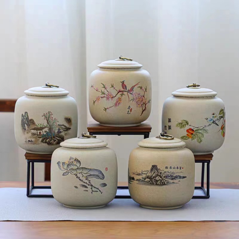 Керамическая банка из каменной массы, средняя, легкая, роскошная, герметичная банка для чая, упаковка для пуэра, подарочная коробка