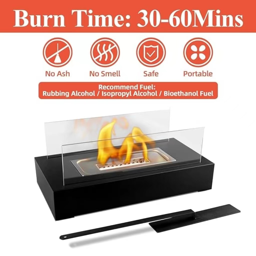 Desktop alcohol fireplace indoor metal stove rectangular portable real fire fireplace outdoor stove cross-border wholesale
