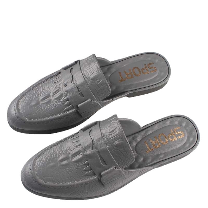 New Spring and Autumn Casual Men's Slippers Solid Color Closed-Toe Half Slippers Flat Fashion Outdoor Men's Sandals Trendy Men's Slippers
