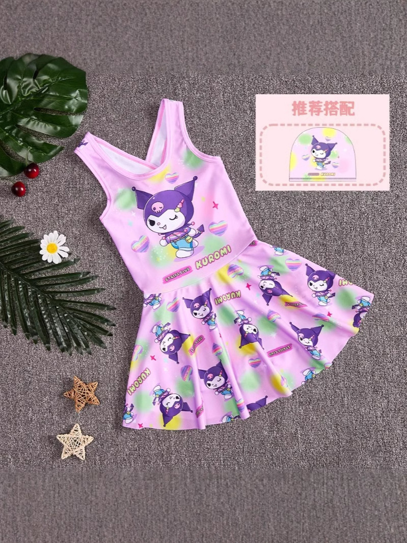 Children's Swimwear Girl's 2025 New Summer Girls' Siaman Small Middle Child Princess Cartoon Kulomi Swimming