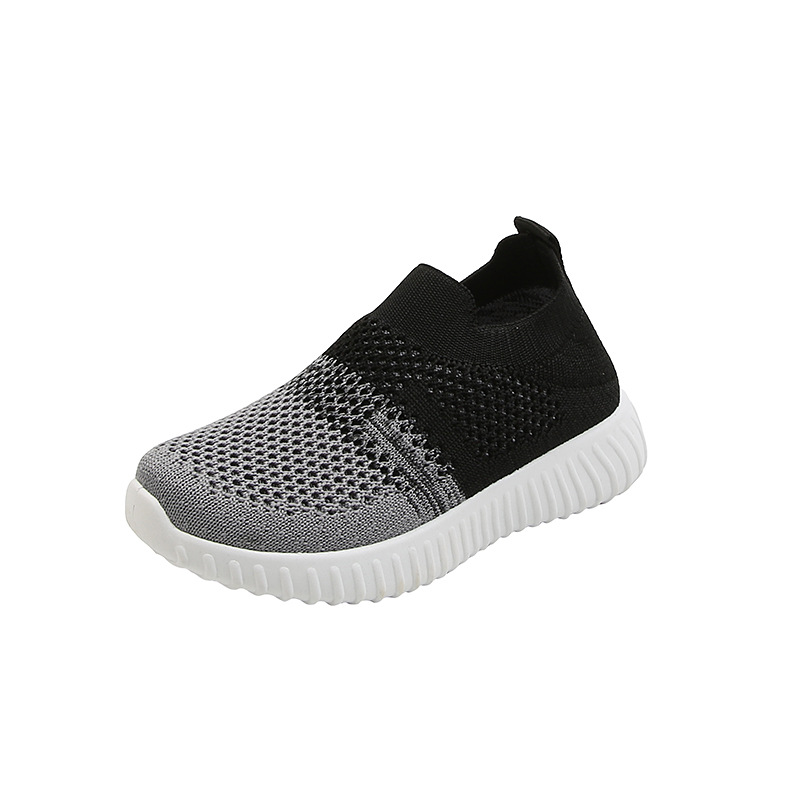 Spring and Autumn Contrasting Color Medium and Large Children's Shoes, Breathable Student Shoes, Trendyy Casual Shoes, Korean Style Fly-Knit Shoes for Boys and Girls