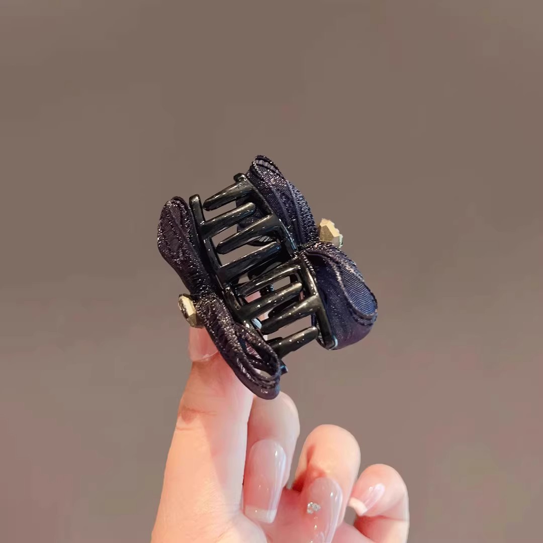 Summer Mesh Glitter Diamond Bow Clip for Women 2025 New Side Clip Small Forehead Clip High-End Headwear