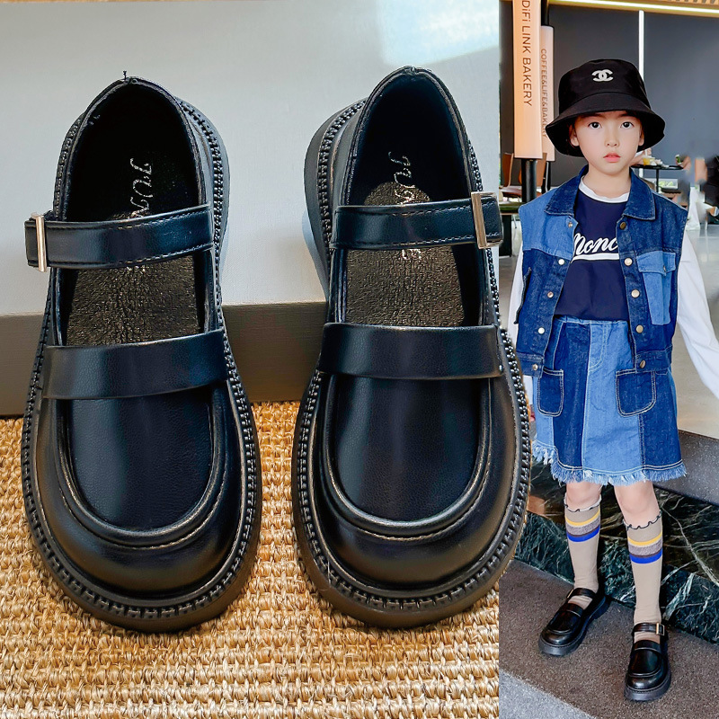Girls' Leather Shoes New 2024 spring and autumn comfortable girls' single shoes casual shoes performance shoes fashion student children's shoes