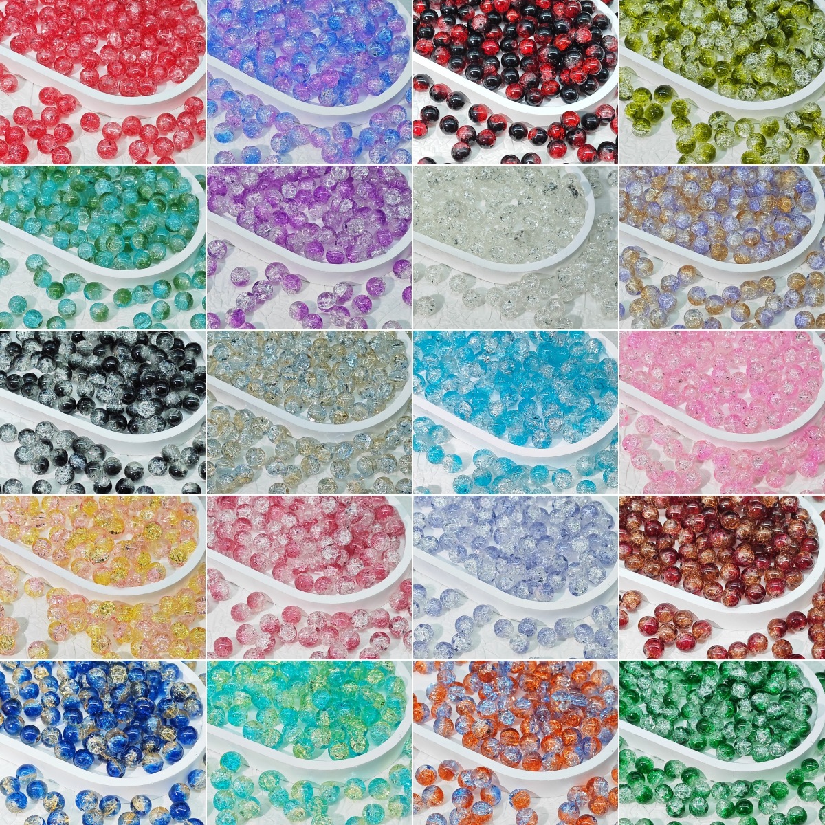 10mm glass popcorn beads New Dunhuang style two-color gradient crack loose beads diy ancient style long moon emming same style