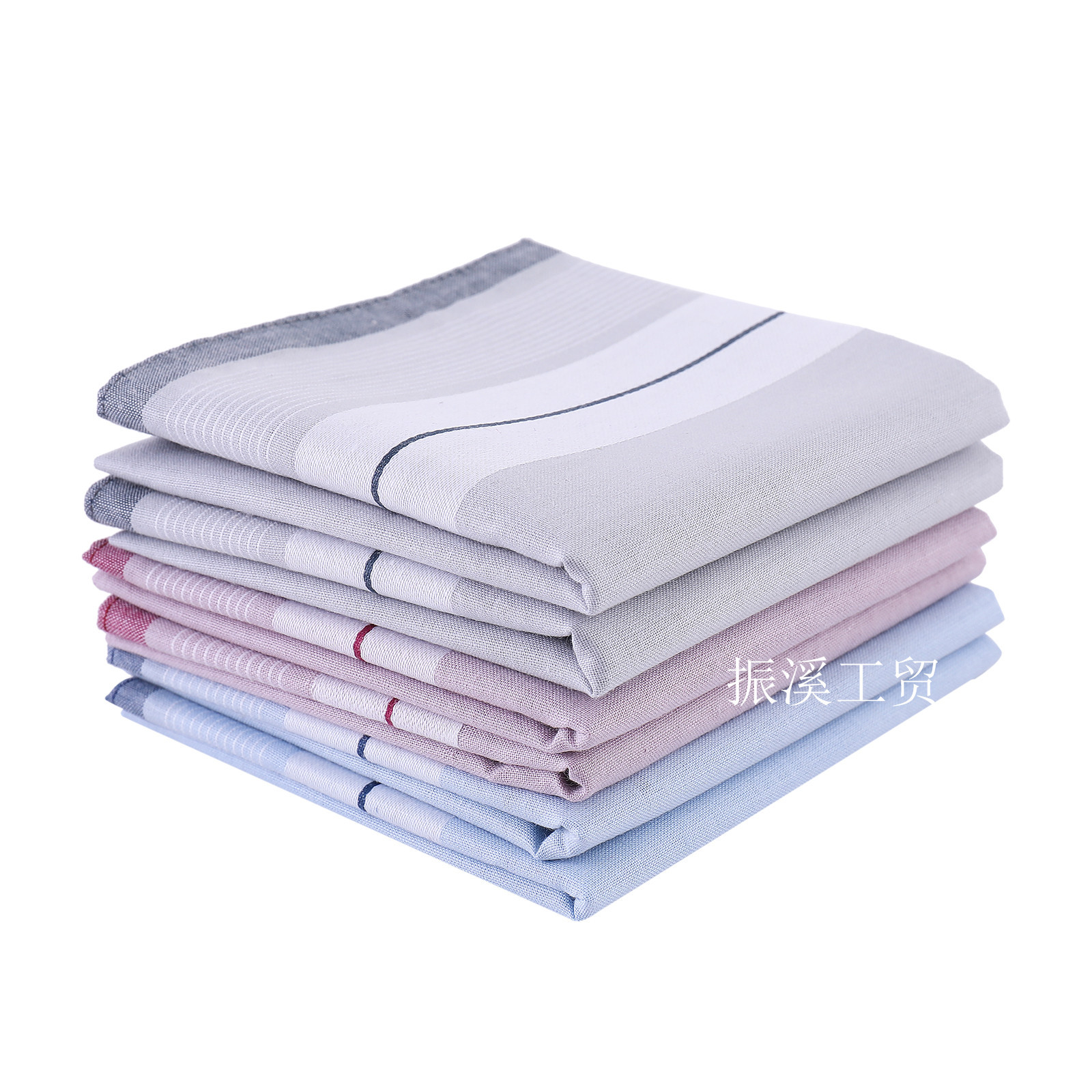 40cm Classic Stripe Business Light Color Pure Cotton Men's Handkerchief Sweat Wipe Hand Square