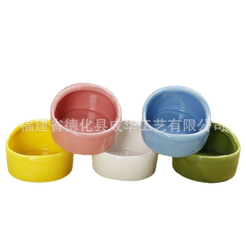 Pet supplies hamster ceramic food bowl anti-knock bite environmentally friendly reusable pet food bowl factory outlet