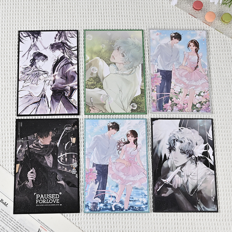 Acrylic Colored Paper Custom Cartoon Anime Merchandise Liquid Sand Gold Edge Anime Laser Sign Drawing Board Blind Box Card Opening