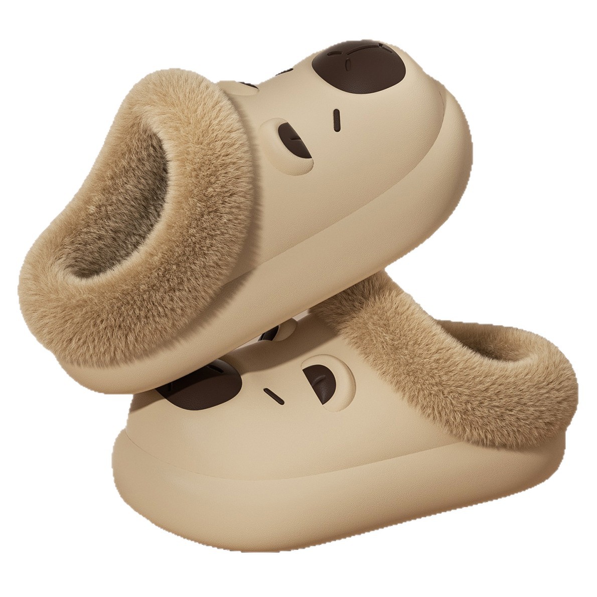 Kapibala Kidsren's Cotton Slippers for Boys Winter Outer Wear Baby Indoor Waterproof Warm Plush Family Cotton Slippers for Women