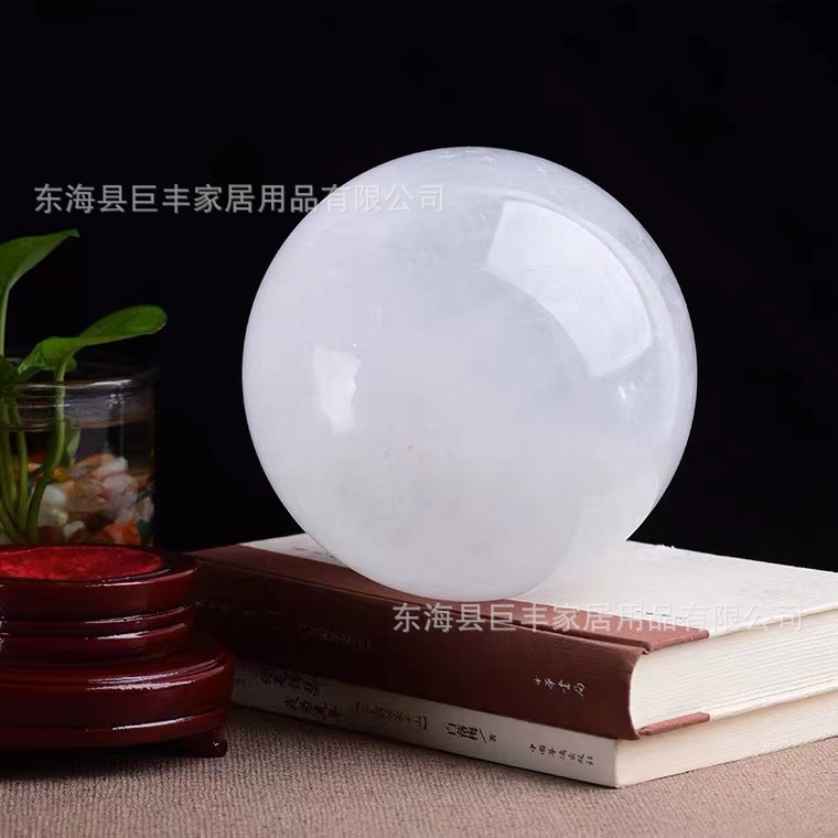 Natural white crystal ball original stone crystal opening home feng shui crystal stone original stone polished Feng Shui gift wholesale
