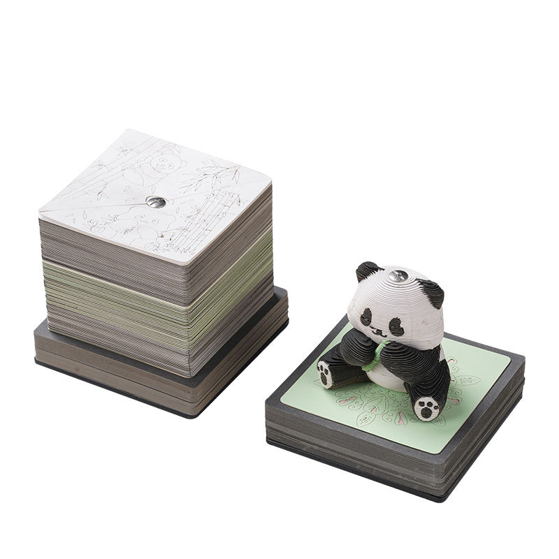 3D Paper Carving Panda Flower Stereo Note Pad Chinese Style Art Desk Calendar High-Looking Sticky Note Hand-Tearable Cute