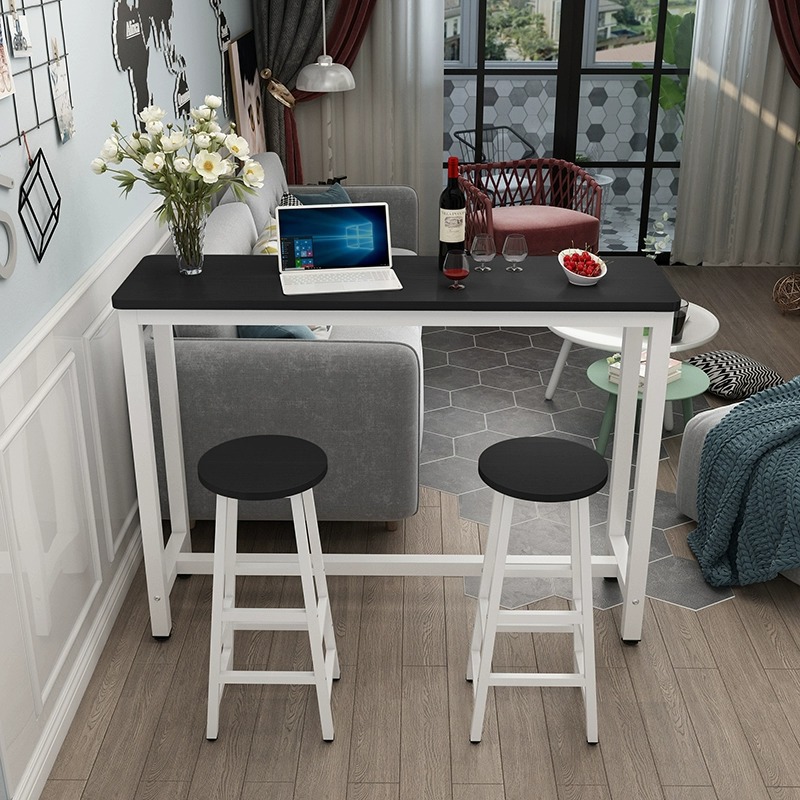 Household Narrow Rectangular Simple Table, Milk Tea Shop Table and Chair Combination, Rounded Corner Wall Bar High Table, Long Table