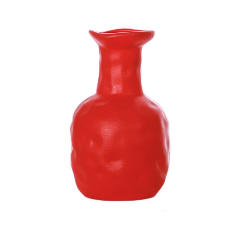 Shishi Ruyi Imitation Ceramic Plastic Vase, Drop-Resistant Cross-Border Artificial Flower New Year Flower Pot, Red Fruit Lucky Bag, Dried Flower Wedding