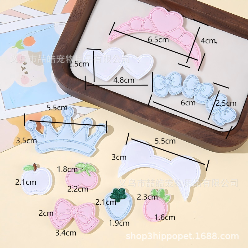 Zhehao Pet Hairpin Accessories DIY Special Full Diamond Bottom Bow Embroider Gasket Cat and Dog Small Headwear