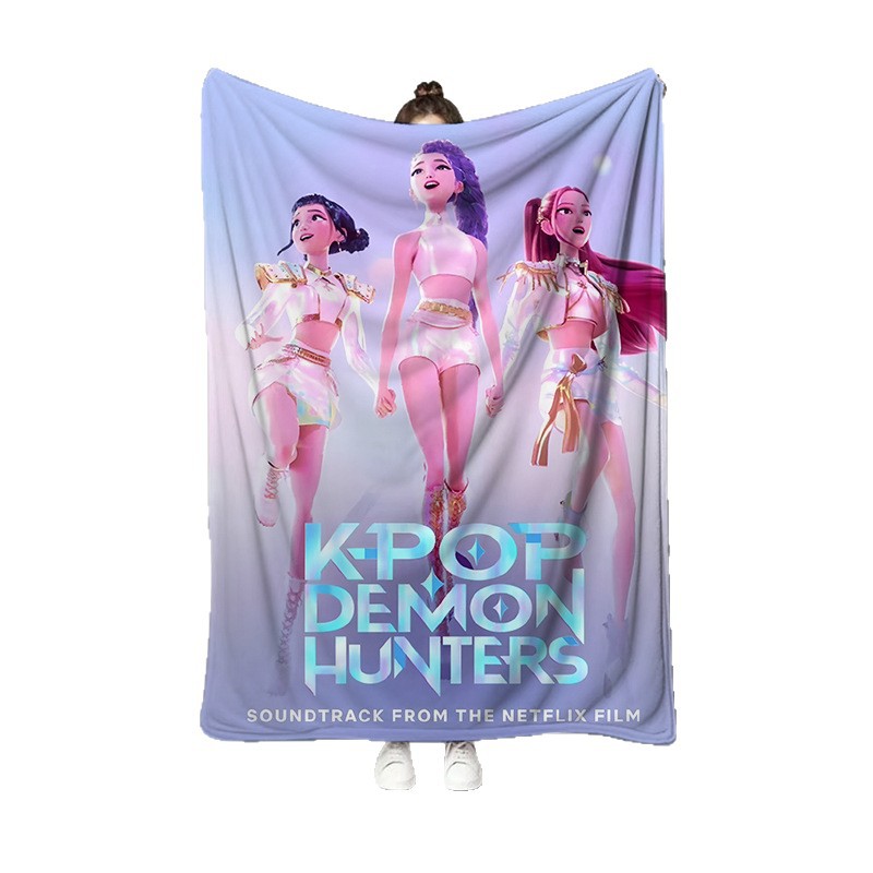 2025 New Kpop Hunter Girl Group Lunch Break Cross-Border Office Lunch Break Blanket Quilt Flannel Sofa Cover Blanket