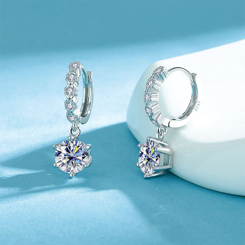 925 sterling silver moissanite earrings simple fashion six claw earrings 18k white gold super flash diamond earrings vvs1 clarity