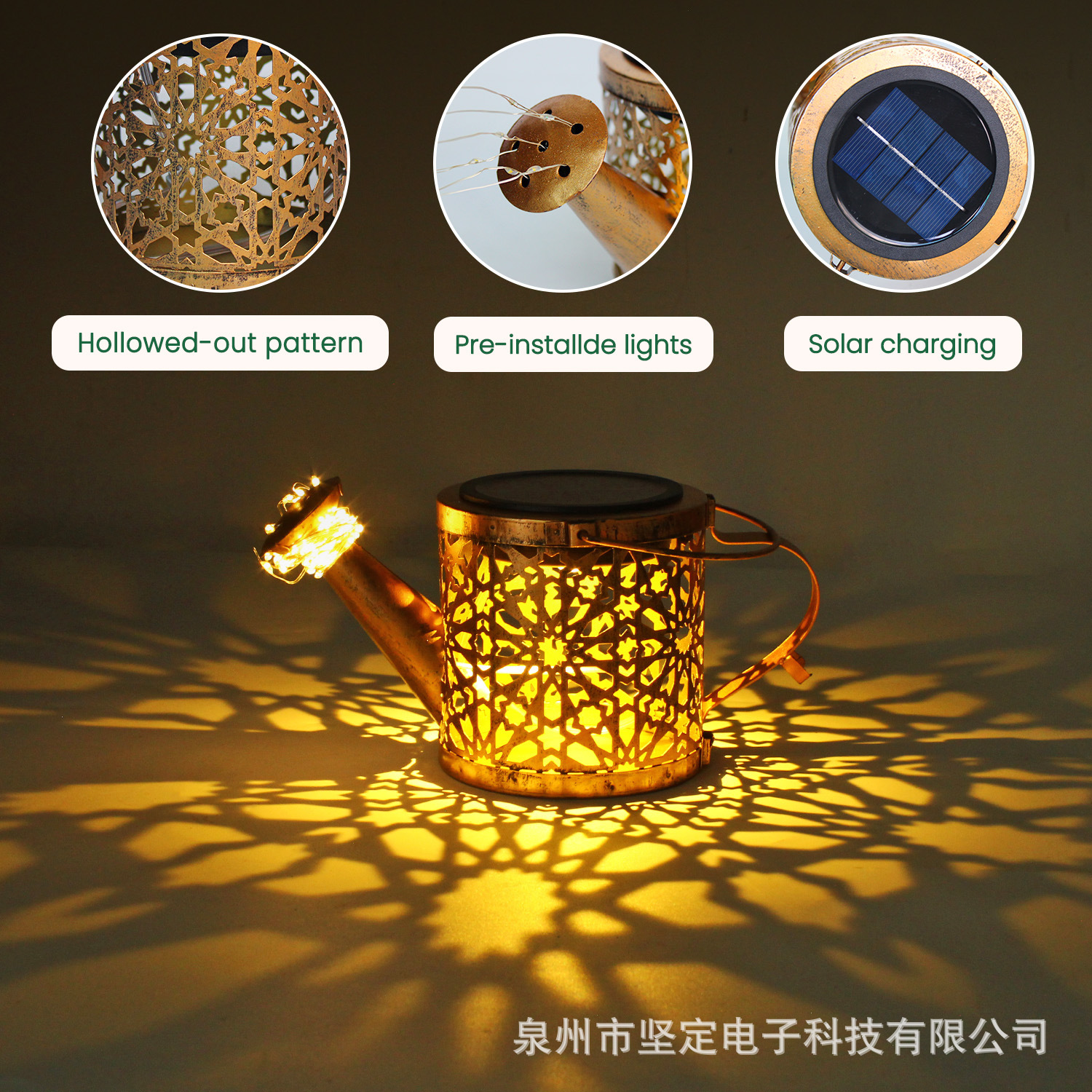 Cross-Border Hot-Selling Wrought Iron Kettle Lamp, Solar Hollow Landscape Lamp, Outdoor Waterproof, Factory Bulk Supply