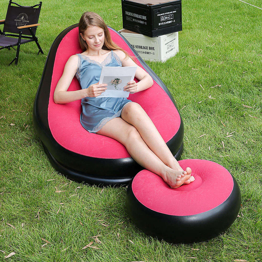 Кросс-Бордер Новый Продукт Надувной Ленивая Диван Двойное Кресло Лаунж Перерыв На Обед Складной Отдых Флокированный Диван-Кровать С Комбинацией Подножки