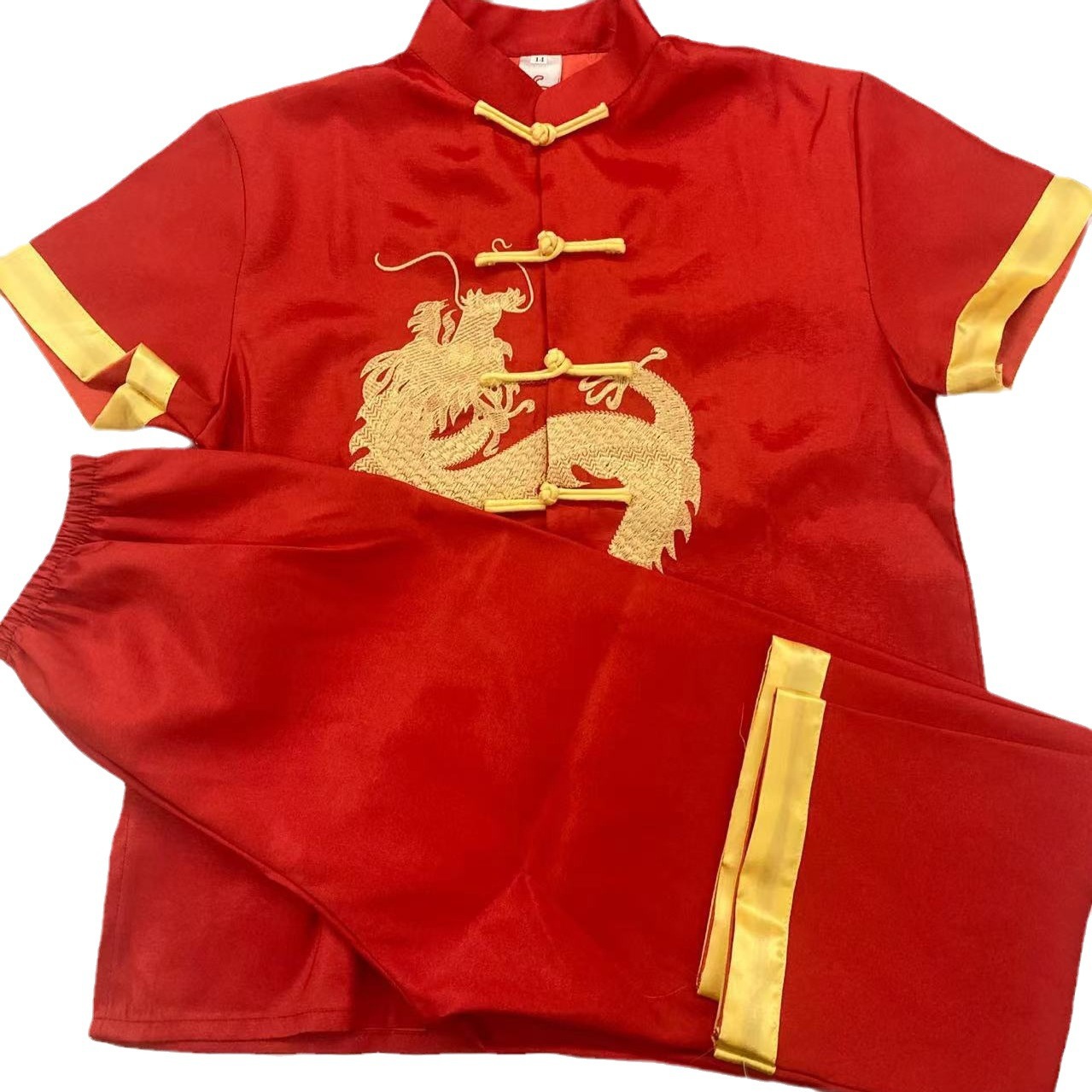 A generation of spring and autumn children's clothing boys Tang suit long sleeve coat kung fu suit performance clothing small dragon red