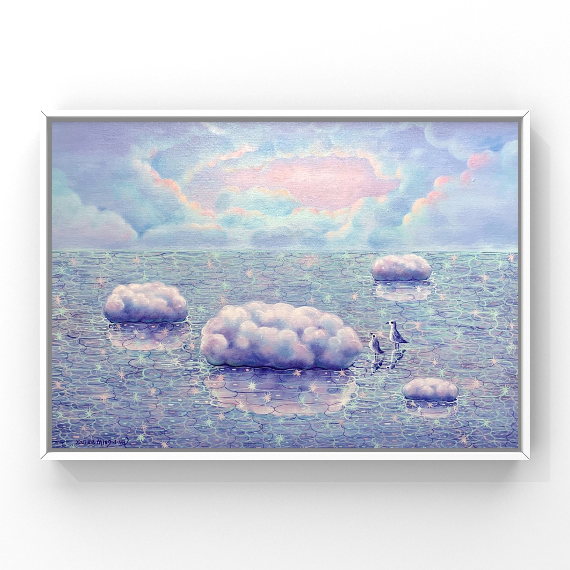 [Магазин художника] Ограниченные подписанные репродукции Джин Юманьтанга с рамками из массива дерева для украшения гостиной