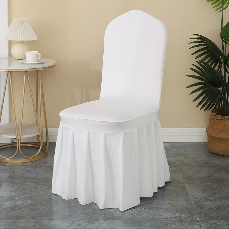 Pleated Skirt Chair Cover Hotel Universal Wedding Banquet Elastic Chair Cover Meeting Wedding Stool All-inclusive