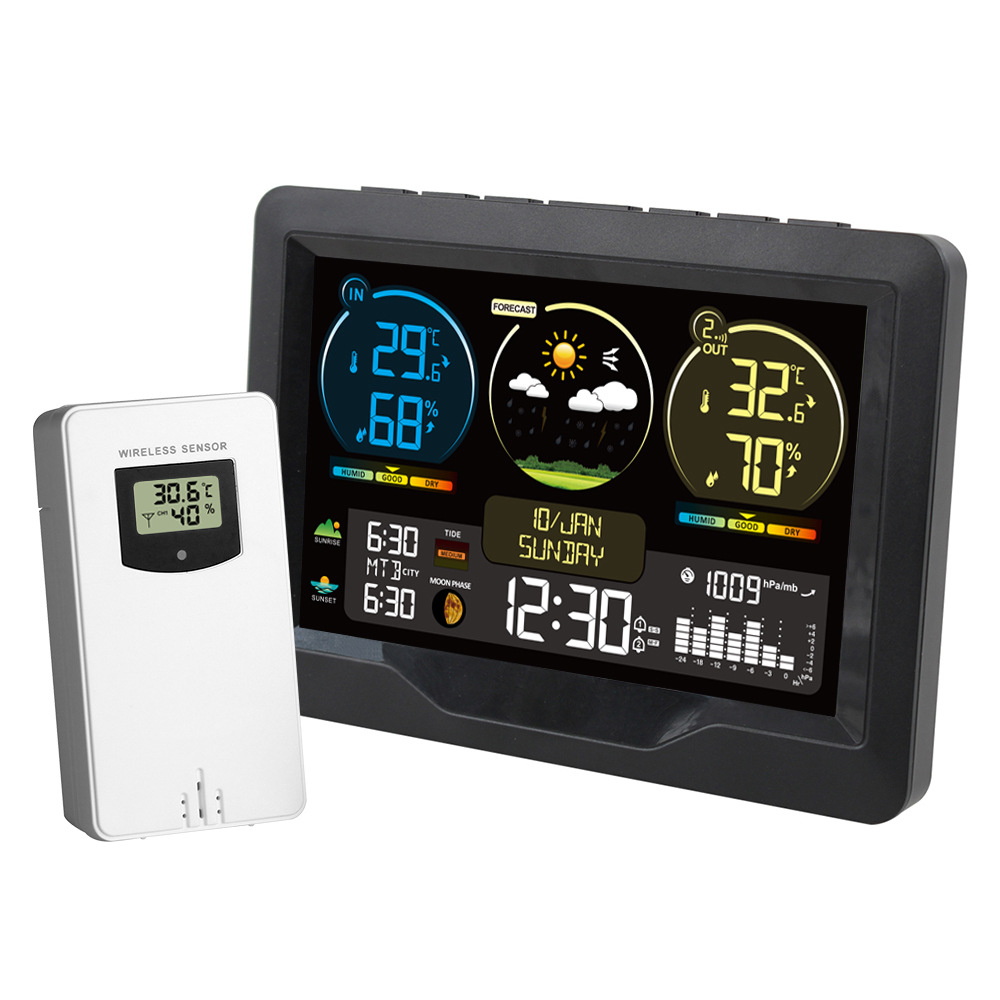 Amazon Color Screen Weather Clock Weather Forecast Temperature and Humidity Calendar Wireless Weather Station Sunrise and Sunset Electronic Clock