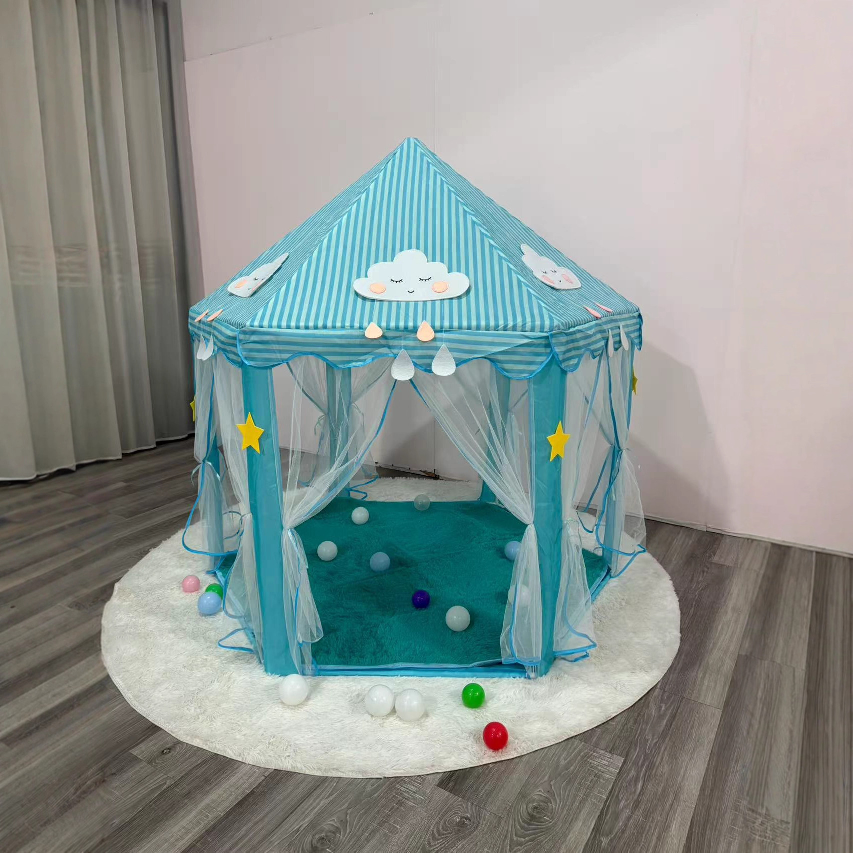 Children's Tent Decoration Wholesale Ins Cloud Felt Raindrop Pendant Kidsren's Room Home Wall Decoration Crib Hanging Decoration