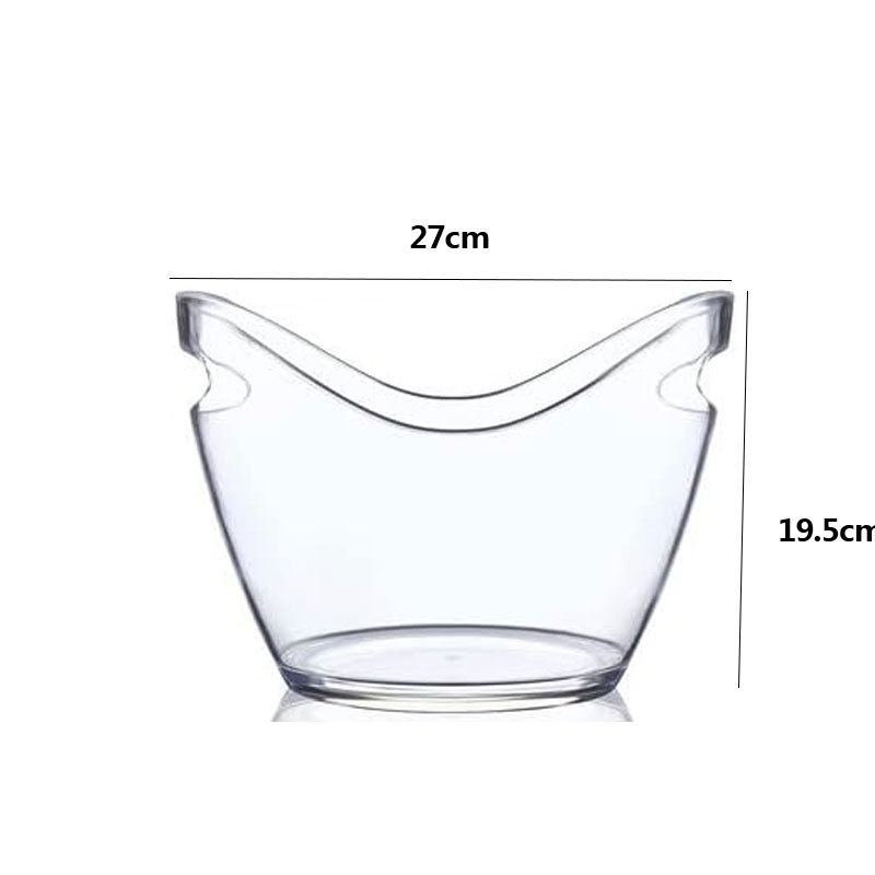 4L Plastic Ice Bucket Large Capacity Beer Champagne Bucket Transparent Satchel Ingot Ice Bucket Ktv Commercial Red Wine Ice Bucket