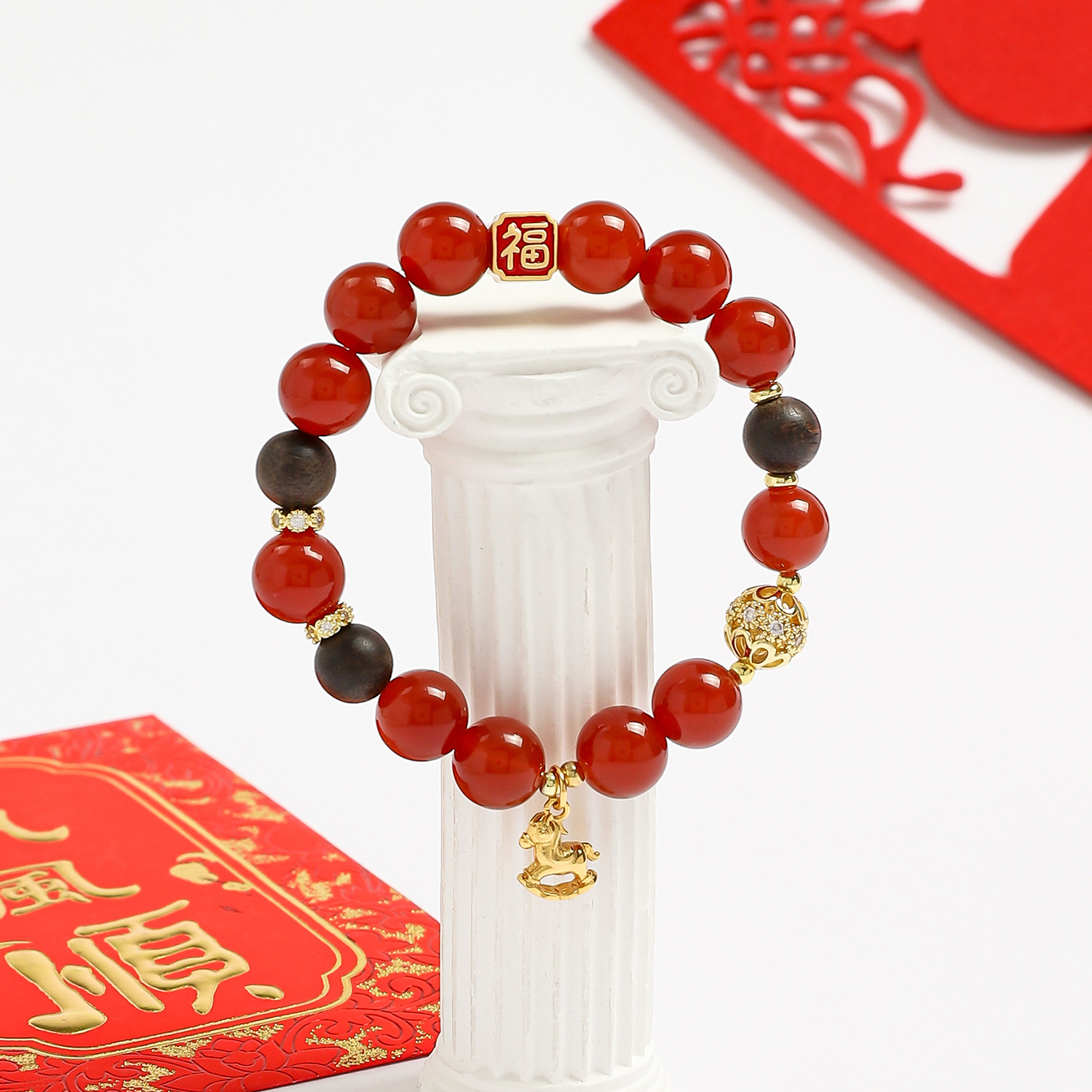 Year of the Horse New Natural Red Agate Bracelet for Girls in the Year of the Horse, Festive Bracelet Crystal Live Broadcast Hot Sale Wholesale