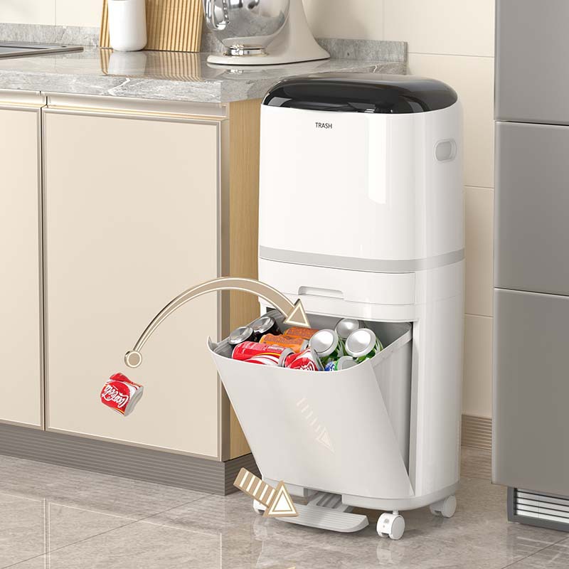 New kitchen double-layer classification trash can Press plastic removable trash can with lid household plastic bucket
