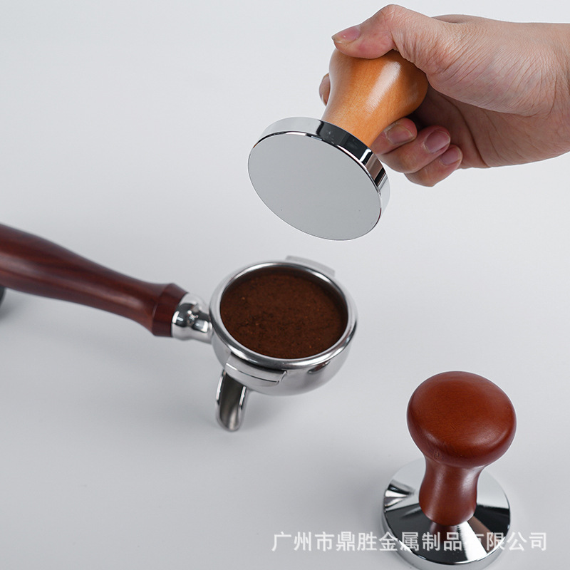 Coffee Tamper Stainless Steel Espresso Tamper Hammer Powder Dispenser Red Precious Handle 515358mm Powder Dispenser Tool