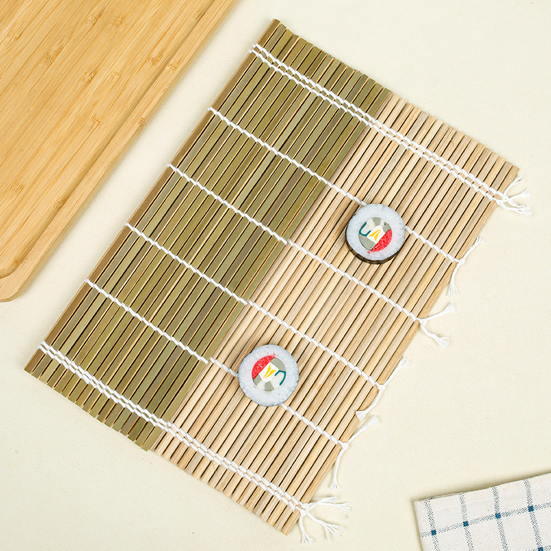New double-line sushi roller shutter sushi tools suit green leather sushi mat bamboo curtain laver wrapped rice mold wholesale
