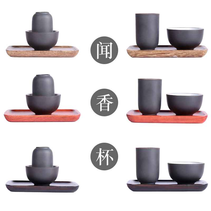 Oolong Tea Tea Art Teaching Purple Sand Fragrance Cup Set Ceramic Tea Tasting Cup Single Cup Holder Wooden Cup Mat Tea Set Accessories