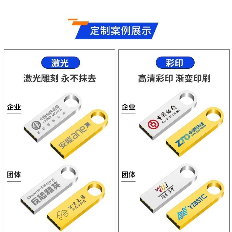 Factory Wholesale USB Flash Drive Wholesale 8g Metal USB Flash Drive 4g Waterproof Corporate Bidding Gift 64g 3.0 High-Speed Car USB Flash Drive