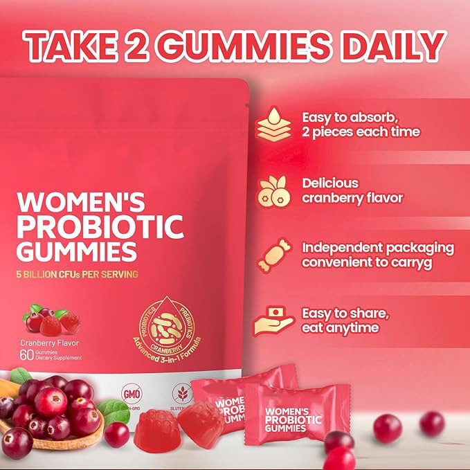 [Ready Stock for Quick Delivery] Tk Best-Selling Cross-Border Factory Cranberry Probiotic Gummies Cranberryprobiotic