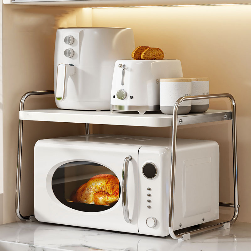 Stainless Steel Microwave Oven Storage Rack Kitchen Appliances Countertop Oven Rice Cooker Pot Pull-out Storage Rack Special Rack