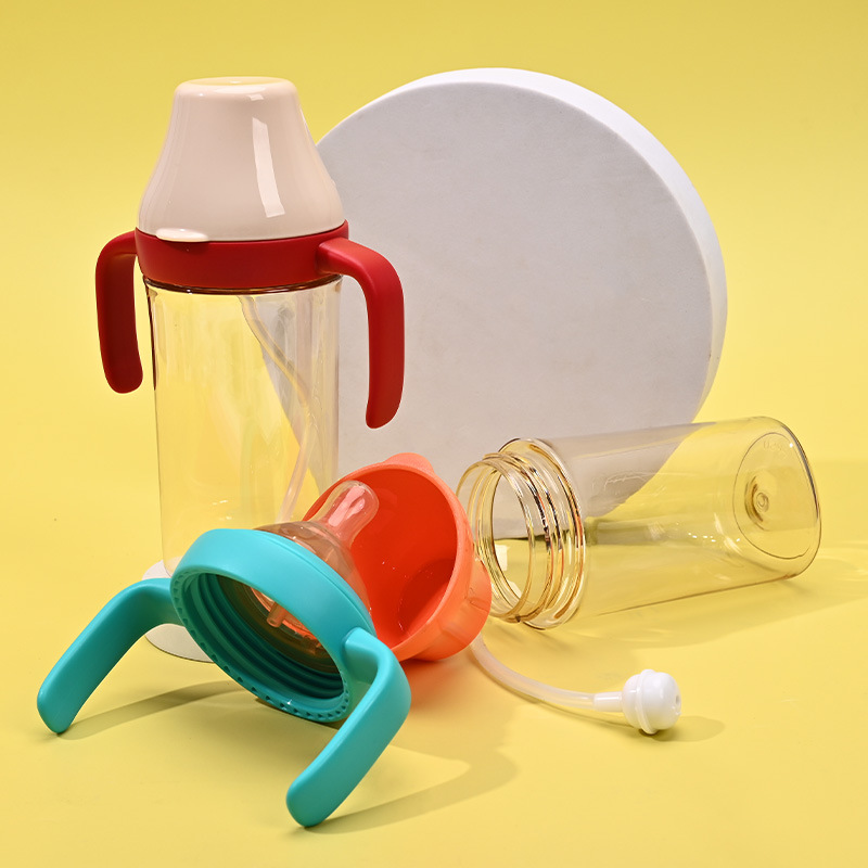 Newborn flip cup to drink milk to drink water a bottle of dual-purpose straw bottle fall resistant high temperature resistant bottle in stock wholesale