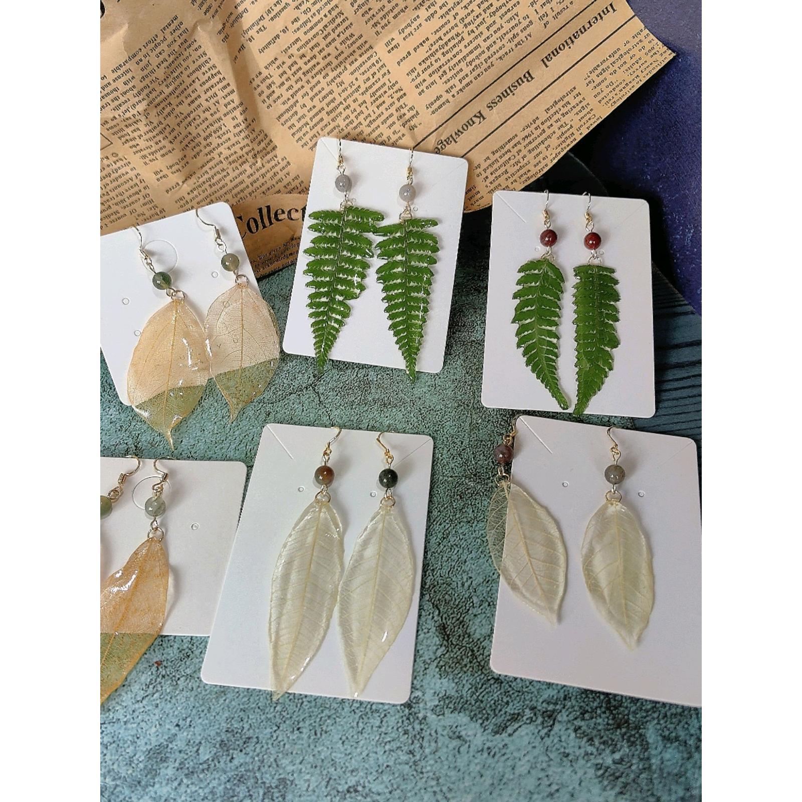 Серьги из настоящих листьев, капли резины, папоротник, маленькие свежие, креативные, нишевые серьги из настоящих листьев для женщин
