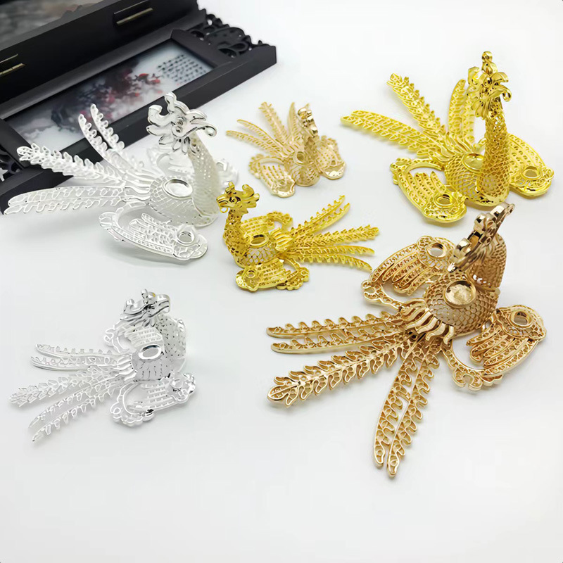 diy Jewelry Accessories Electrophoresis Color-preserving Imitation Cast Copper New Ming Dynasty Palace Step Phoenix Hairpin Hair Accessories Material