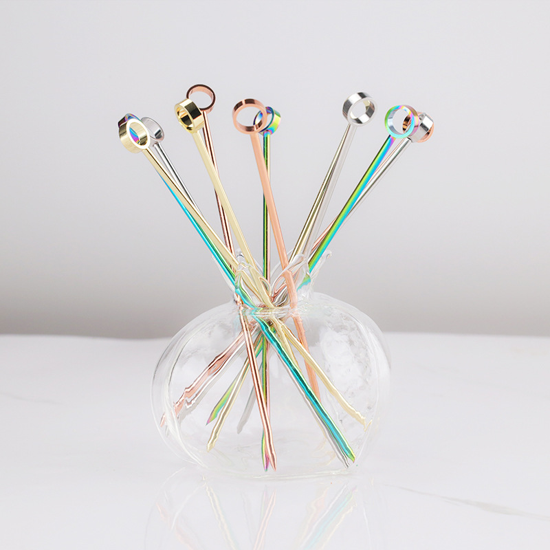 Прямые поставки с завода 304 нержавеющая сталь фруктовые шампуры барные принадлежности коктейльные украшения оливковые металлические коктейльные шпажки