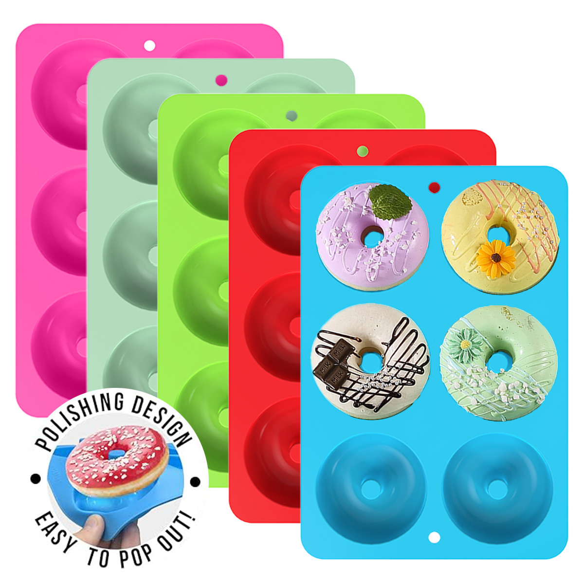 Food Grade Silicone Donut Mold 6-Link Donut Making Mold Baking Round Cake Mold DIY Tool