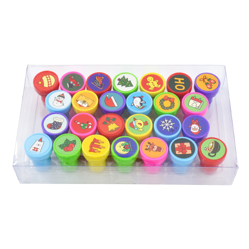 Cross-border Hot Selling Christmas Children Toy Stamp Educational Plastic Toys Christmas Stamp Cross-border Christmas Wholesale